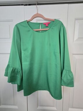 lilly pulitzer green Ruffle blouse xl - Free Shipping - Excellent Condition